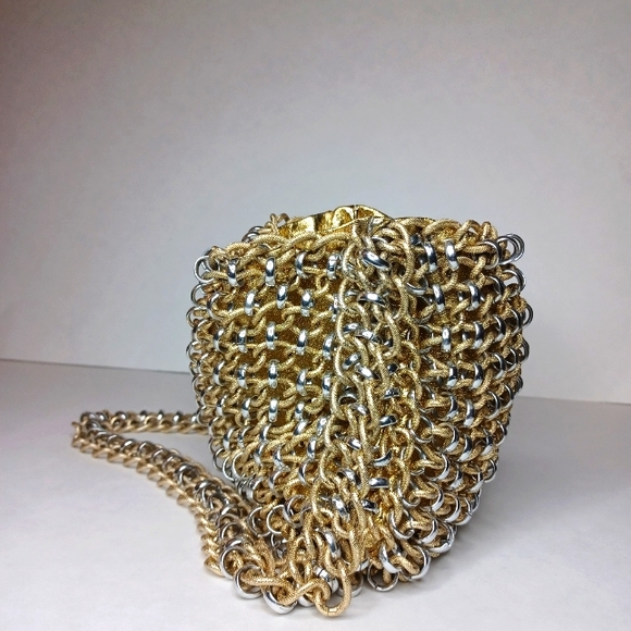 Vtg. LEWIS Imports MIXED METAL CHAIN BAG - Picture 8 of 11